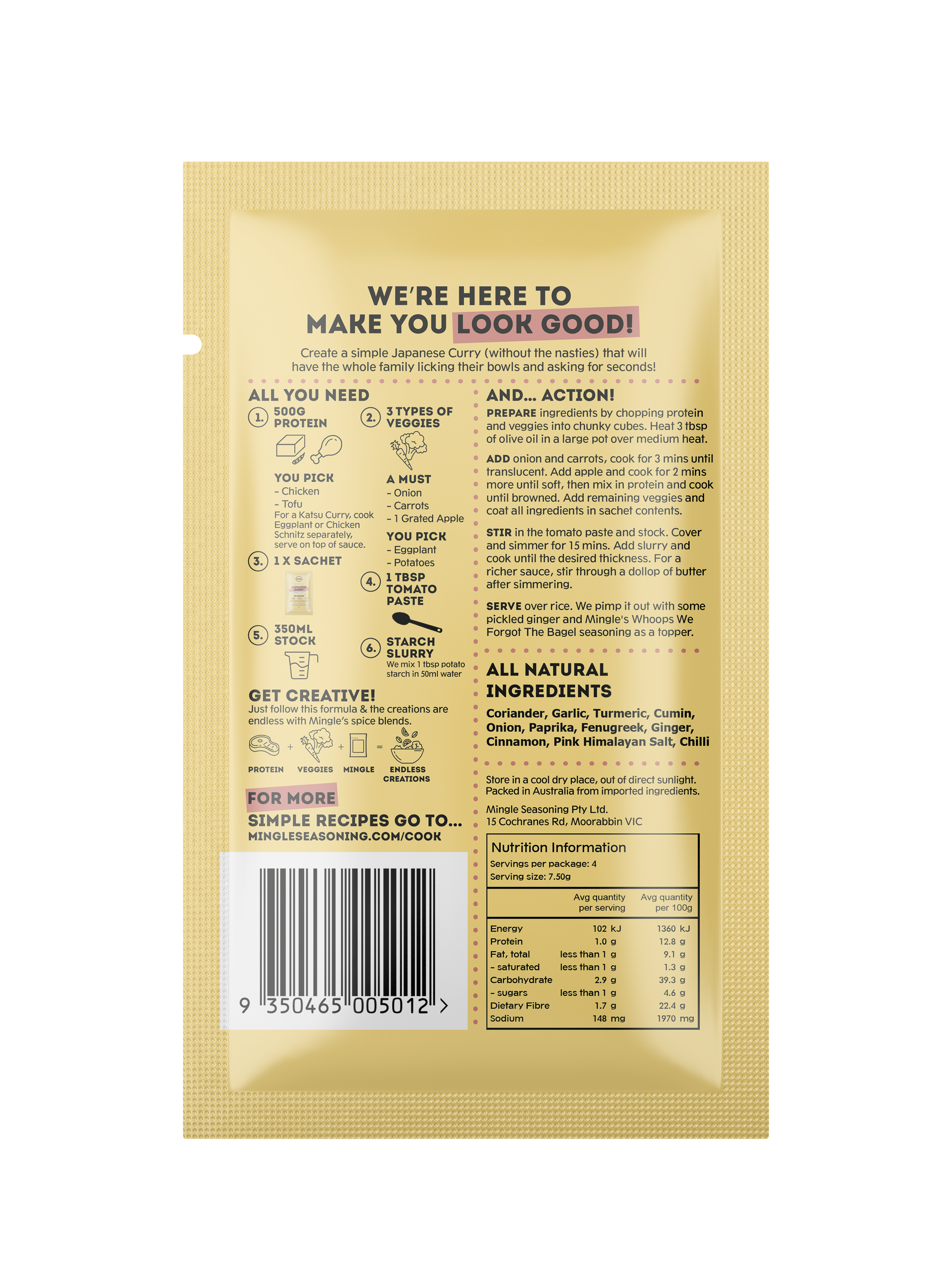 Japanese Curry Spice Sachet (Serves 4)